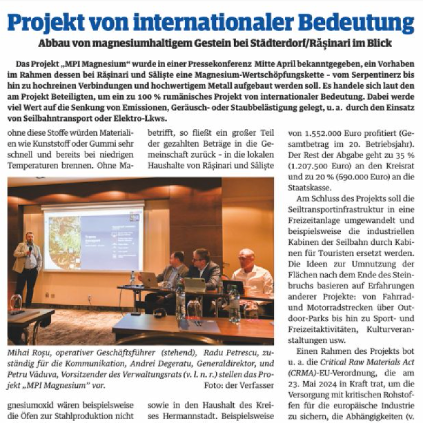 Hermannstaedter: Projekt von internationaler Bedeutung