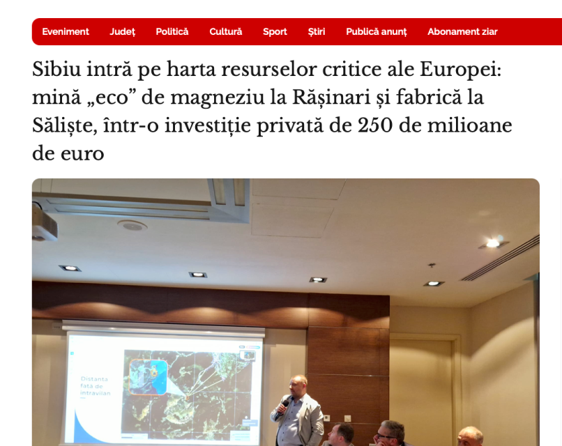 Tribuna: Sibiu intră pe harta resurselor critice ale Europei